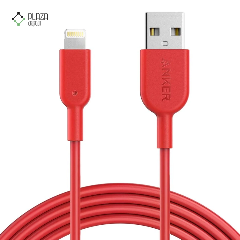 کابل تبدیل USB به لایتنینگ انکر 321 PowerLine II مدل A8433 طول 180 سانتی متر قرمز پلازا دیجیتال