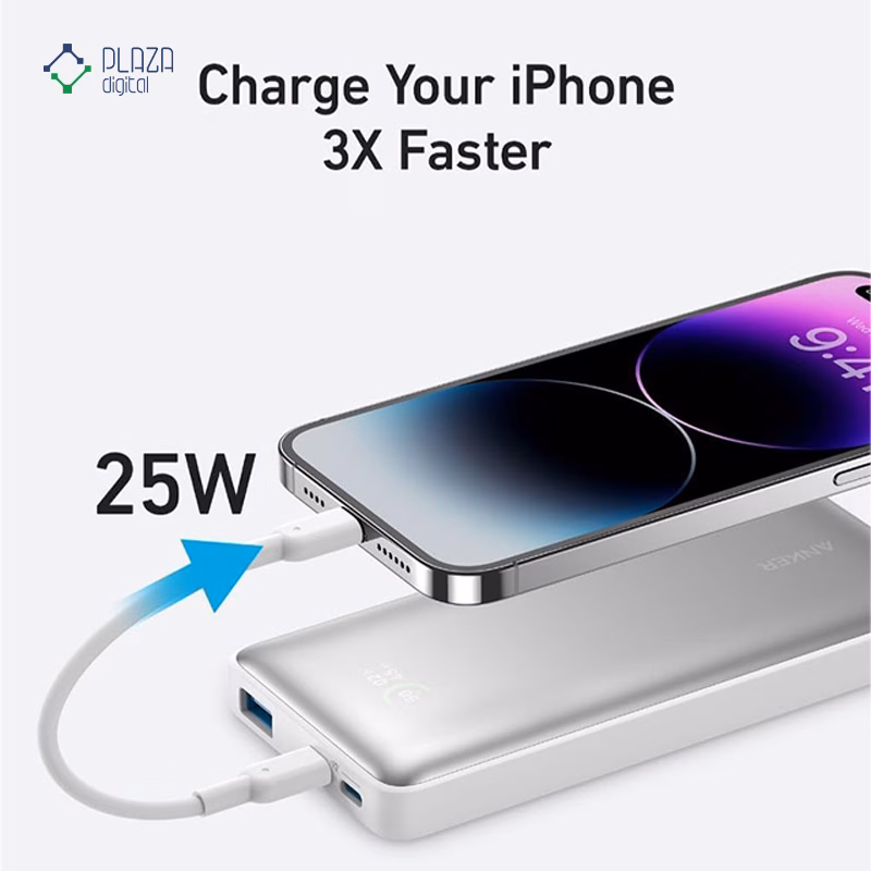 پاوربانک انکر مدل PowerCore 533 A1249H11 ظرفیت 10000 میلی آمپر ساعت رنگ سفید پلازا دیجیتال