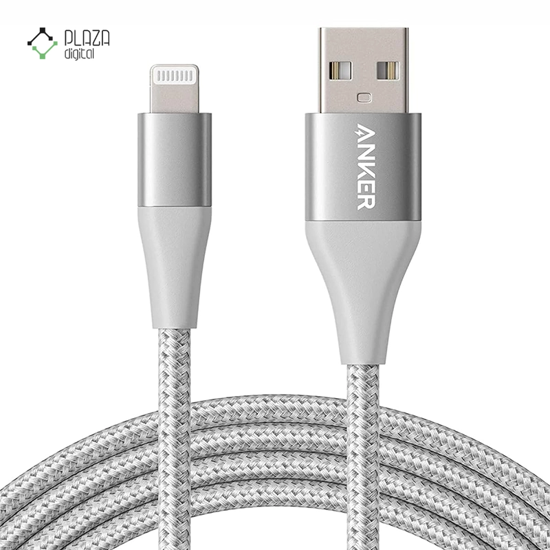 کابل تبدیل USB به لایتنینگ انکر PowerLine+ II مدل A8453 طول 180 سانتی متر نقره ای پلازا دیجیتال