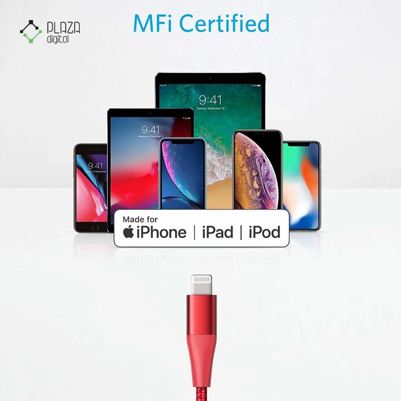 کابل تبدیل USB-C به لایتنینگ انکر PowerLine+ II مدل A8653 طول 180 سانتی متر قرمز پلازا دیجیتال