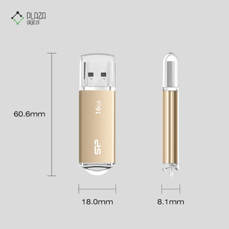 ابعاد فلش مموری سیلیکون پاور مدل Ultima II I-Series ظرفیت 64 گیگابایت پلازا دیجیتال