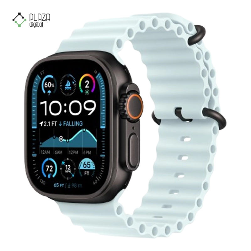 ساعت هوشمند اپل مدل Ultra 2 Ocean Band 49mm بدنه مشکی بند آبی روشن