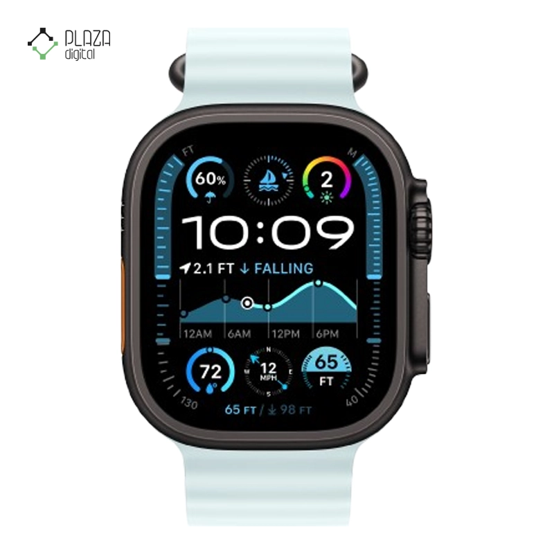 ساعت هوشمند اپل مدل Ultra 2 Ocean Band 49mm بدنه مشکی بند آبی روشن