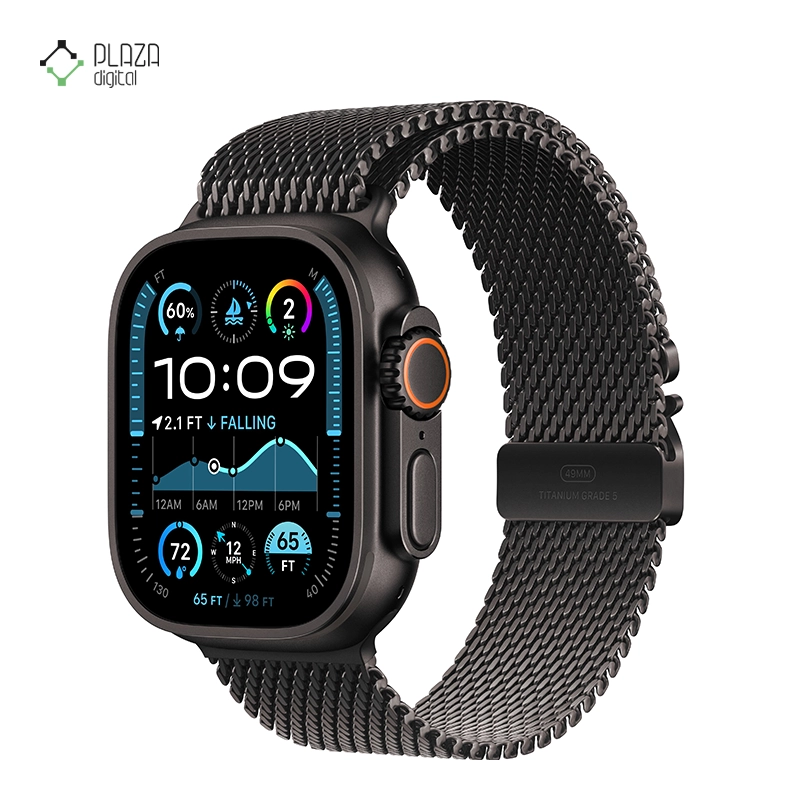 ساعت هوشمند اپل مدل Ultra 2 Titanium Milanese Loop Band 49mm مشکی پلازا دیجیتال