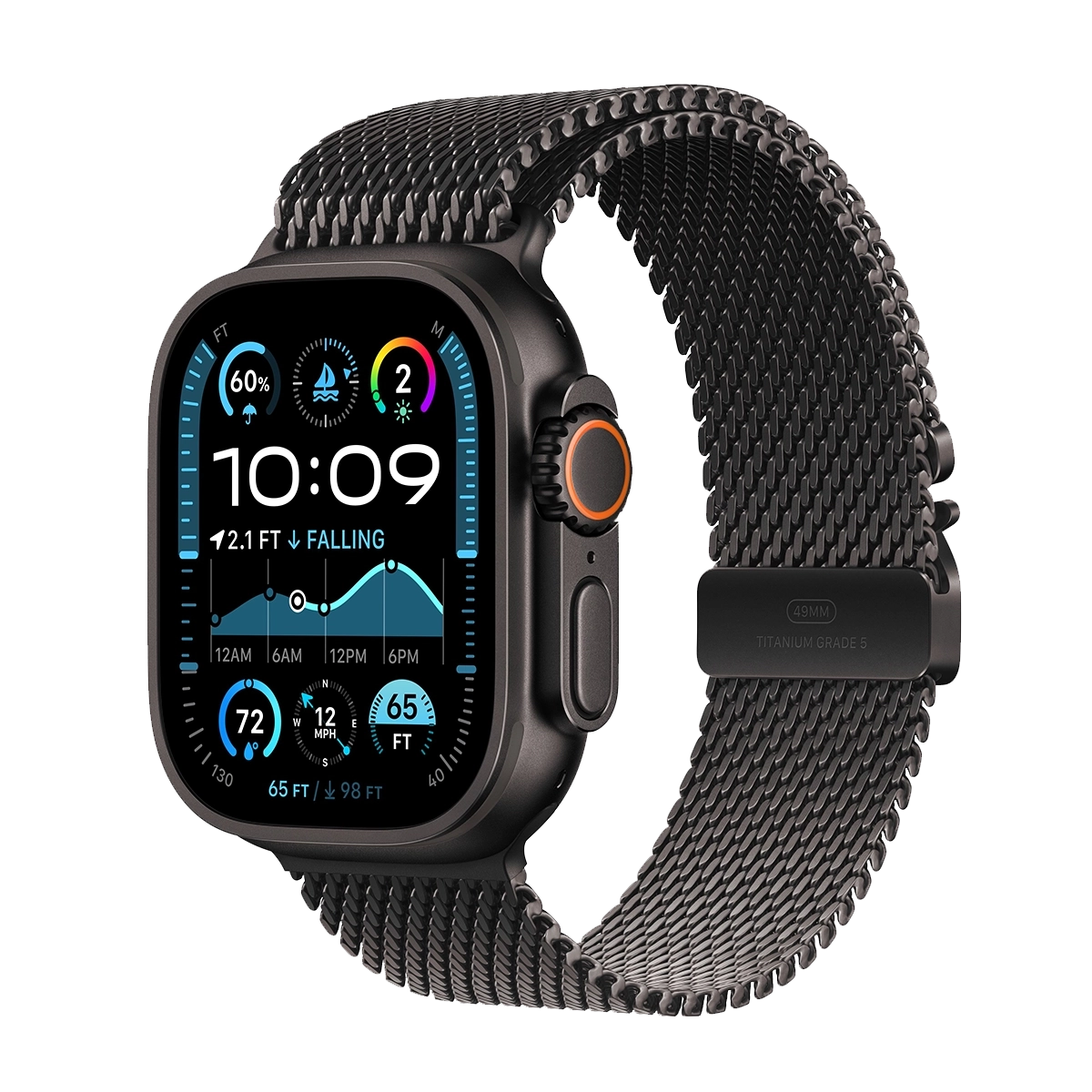 ساعت هوشمند اپل مدل Ultra 2 Titanium Milanese Loop Band 49mm مشکی پلازا دیجیتال