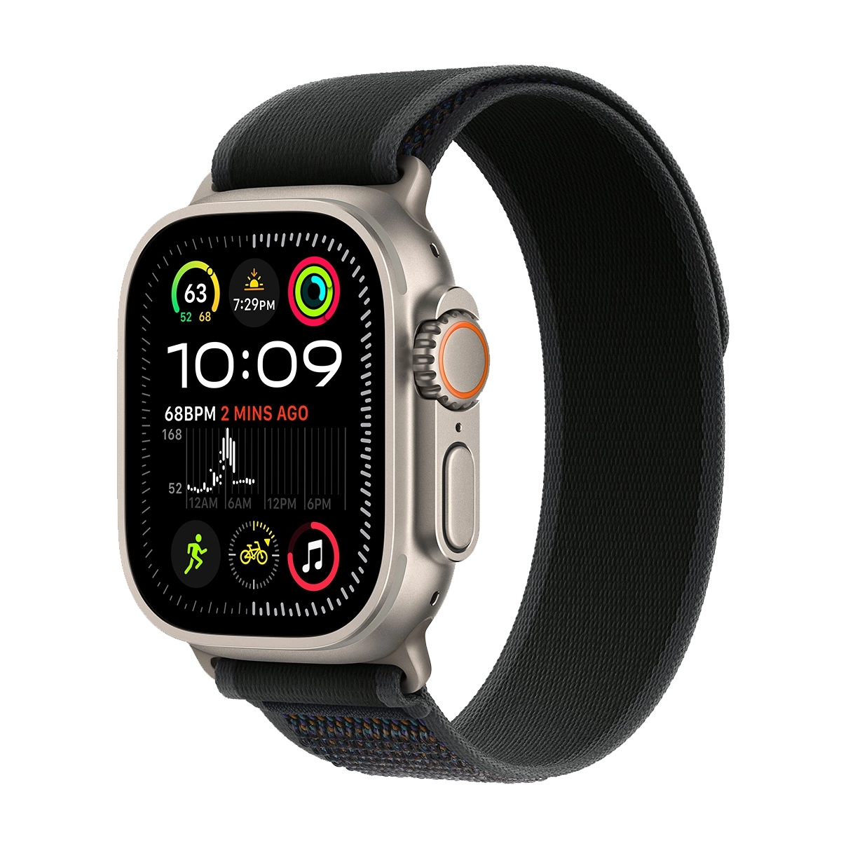 ساعت هوشمند اپل مدل Ultra 2 Trail Loop Band 49mm تیتانیوم بند مشکی پلازا دیجیتال