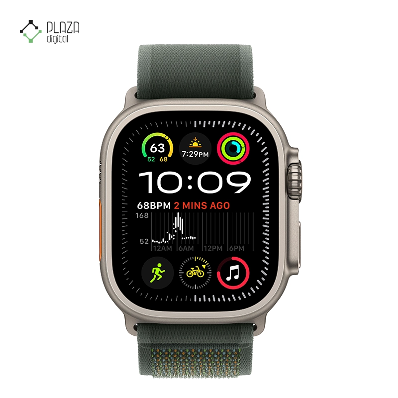 ساعت هوشمند اپل مدل Ultra 2 Trail Loop Band 49mm تیتانیوم بند سبز پلازا دیجیتال