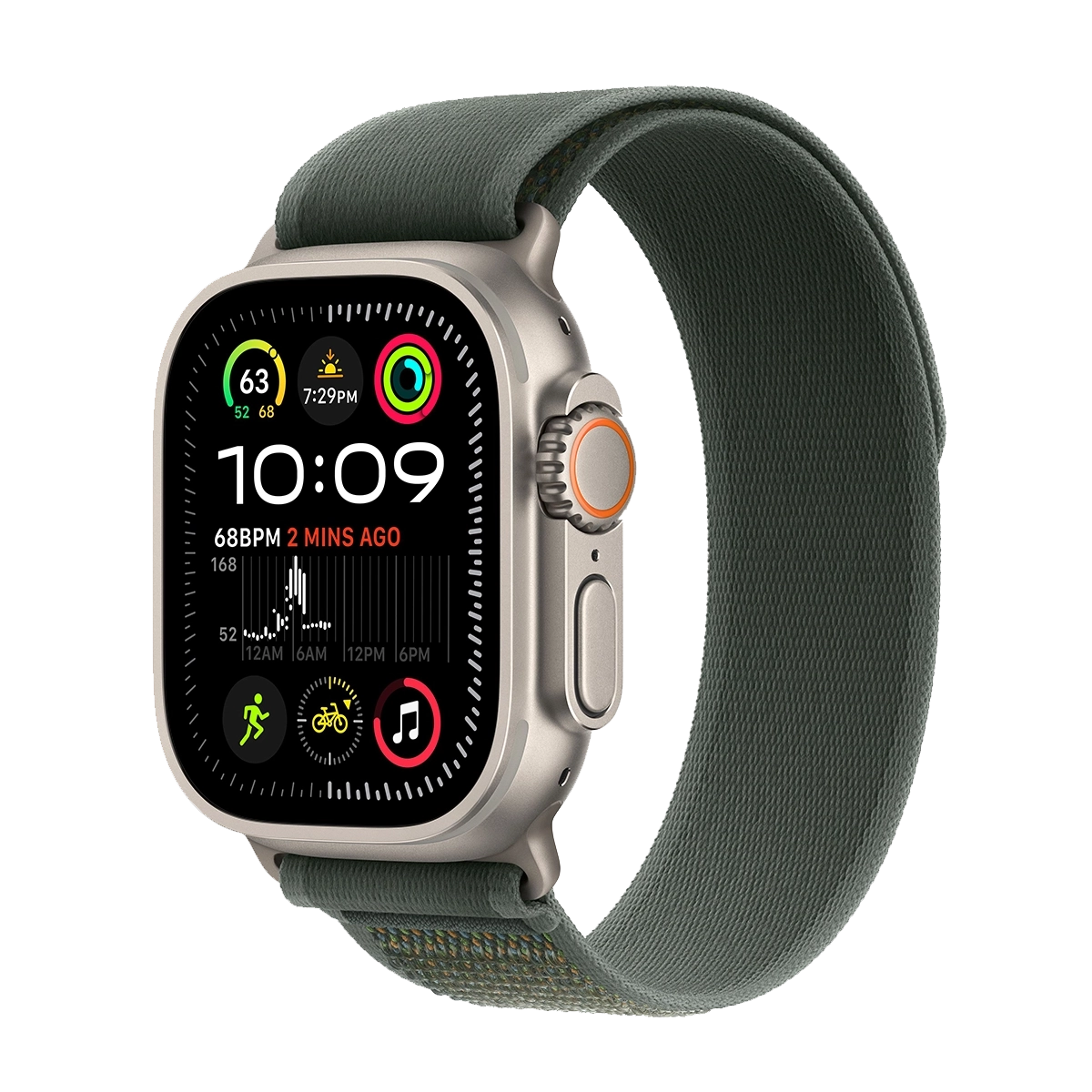 ساعت هوشمند اپل مدل Ultra 2 Trail Loop Band 49mm تیتانیوم بند سبز پلازا دیجیتال