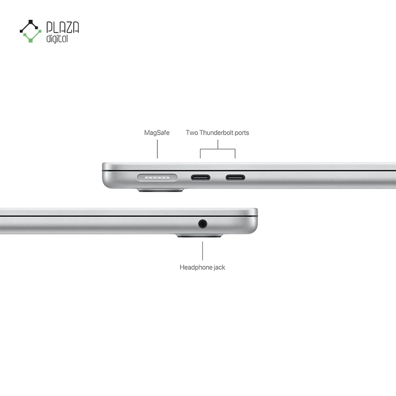 درگاه های لپ تاپ اپل 13.6 اینچی مدل مک بوک ایر MXCT3 2024 M3 16GB 512GB پلازا دیجیتال