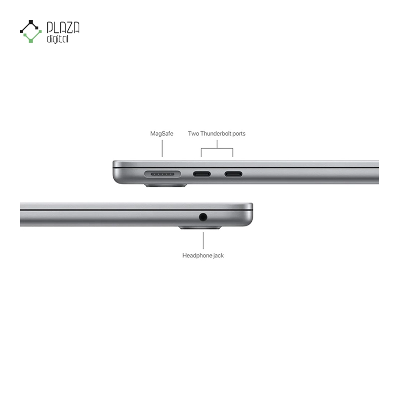 پورت های لپ تاپ اپل 13.6 اینچی مدل مک بوک ایر MC7U4 2024 M2 16GB 256GB پلازا دیجیتال