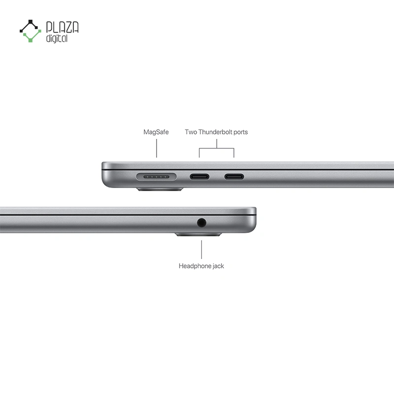 درگاه های لپ تاپ اپل 13.6 اینچی مدل مک بوک ایر MC8M4 2024 M3 24GB 512GB پلازا دیجیتال