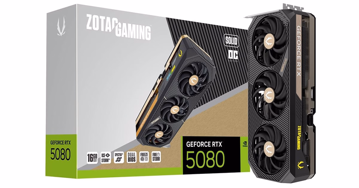 کارت گرافیک زوتک مدل GAMING GeForce RTX 5080 SOLID OC حافظه 16 گیگابایت