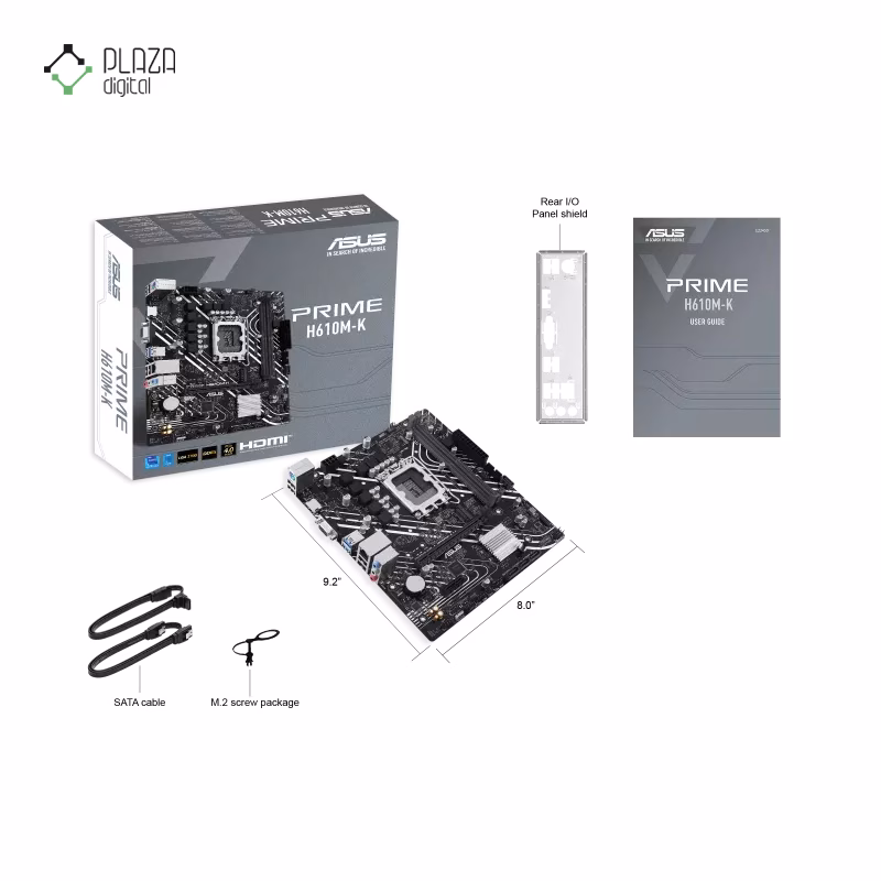 محتویات جعبه مادربرد ایسوس مدل PRIME H610M-K D5 پلازا دیجیتال