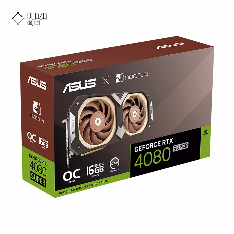 محتویات کارت گرافیک ایسوس مدل GeForce RTX 4080 SUPER 16GB GDDR6X Noctua OC Edition حافظه 16 گیگابایت پلازا دیجیتال