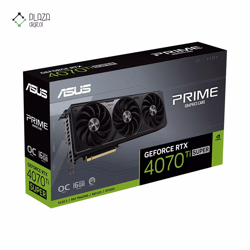 جعبه کارت گرافیک ایسوس مدل PRIME GeForce RTX 4070 Ti SUPER 16GB GDDR6X OC Edition حافظه 16 گیگابایت پلازا دیجیتال
