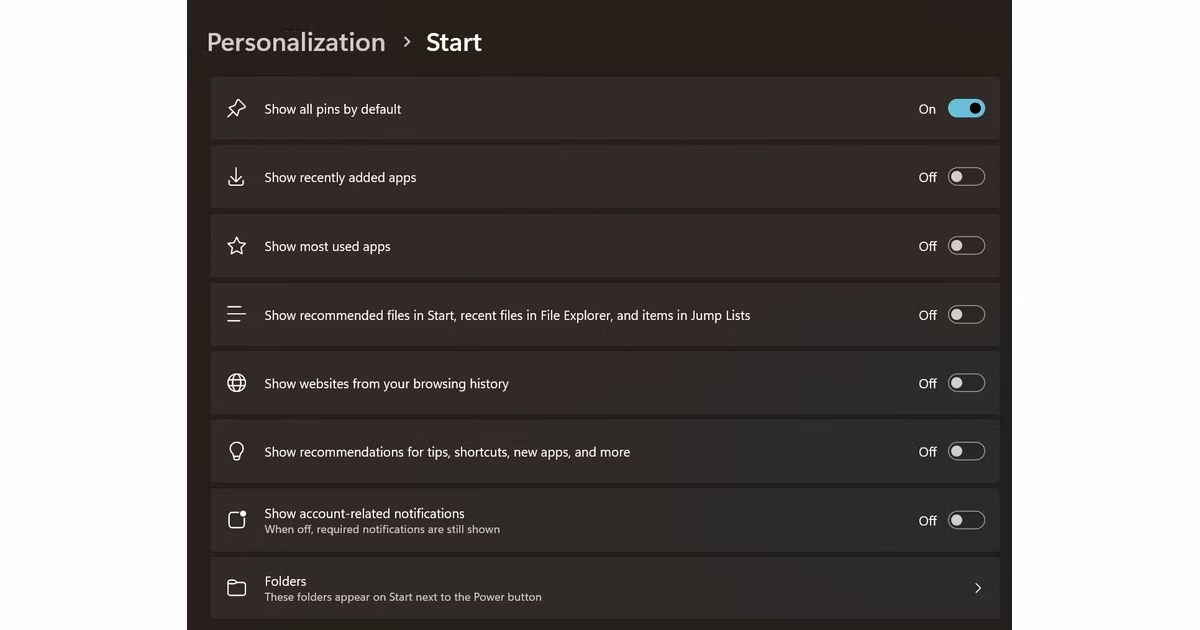 start menu changes in win 11 1