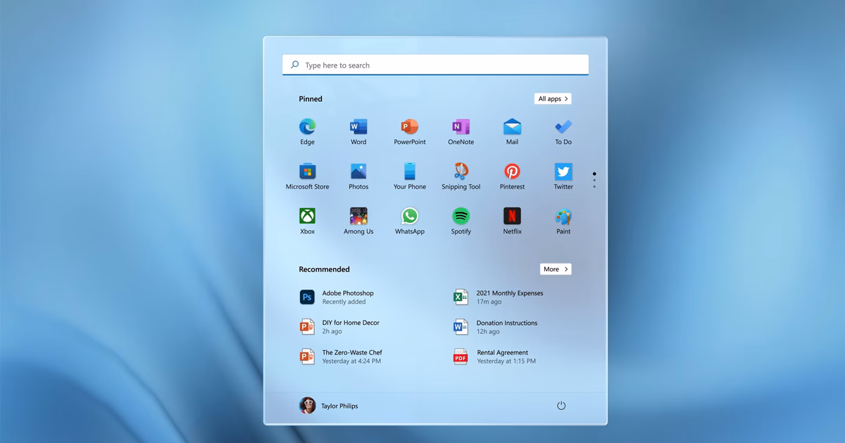 start menu changes in win 11 4