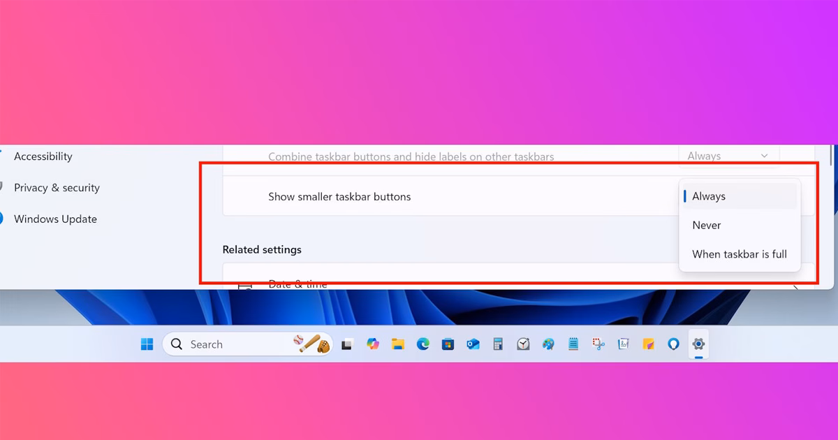 windows 11 taskbar scaling 2
