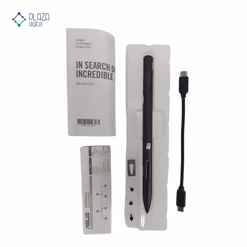 محتویات جعبه قلم لمسی ایسوس مدل Pen 2.0 SA203H پلازا دیجیتال