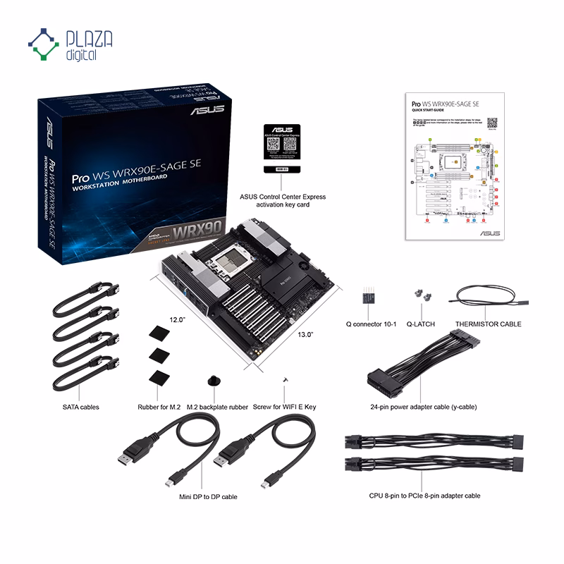 محتویات جعبه مادربرد ایسوس مدل Pro WS WRX90E-SAGE SE D5 پلازا دیجیتال