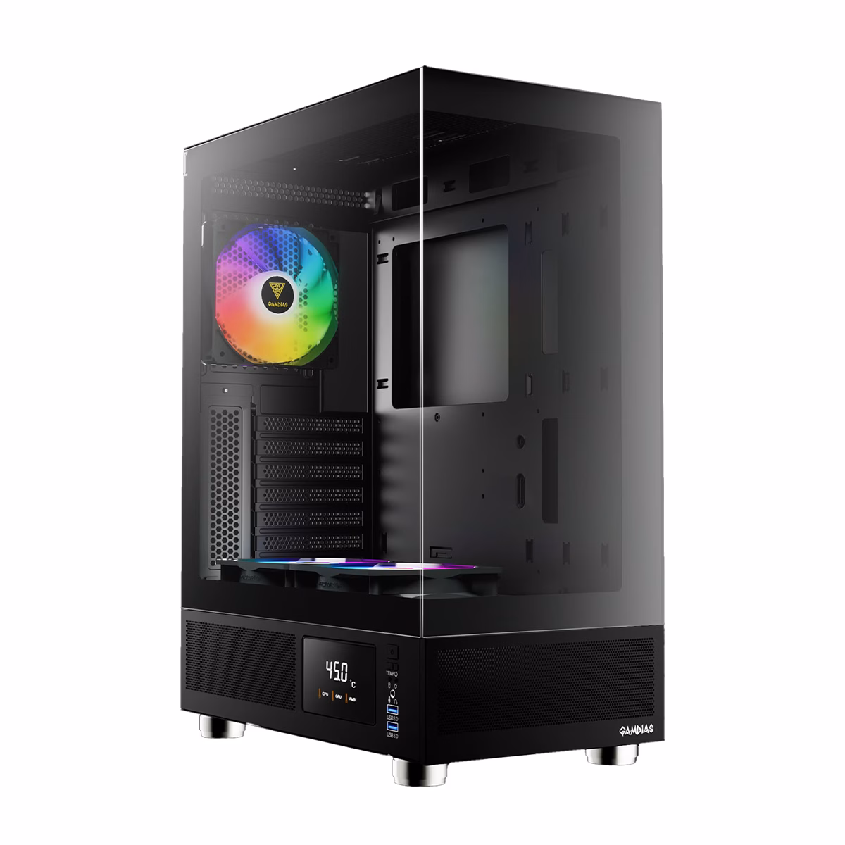 کیس کامپیوتر گیمینگ گیم دیاس مدل ATLAS E1 رنگ مشکی پلازا دیجیتال