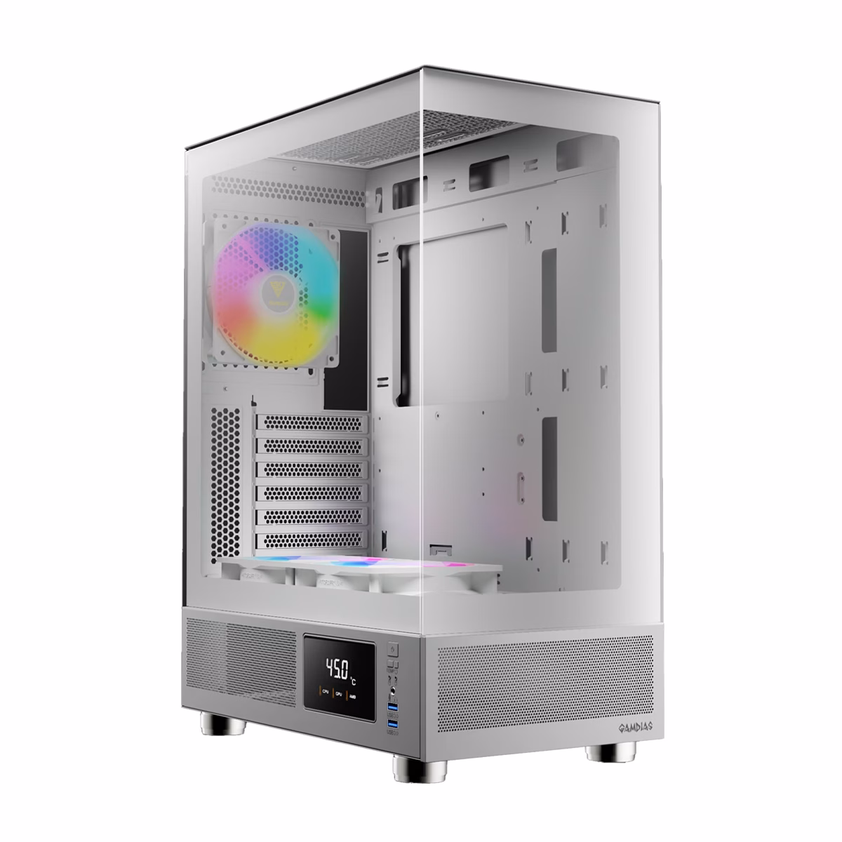کیس کامپیوتر گیمینگ گیم دیاس مدل ATLAS E1 رنگ سفید پلازا دیجیتال