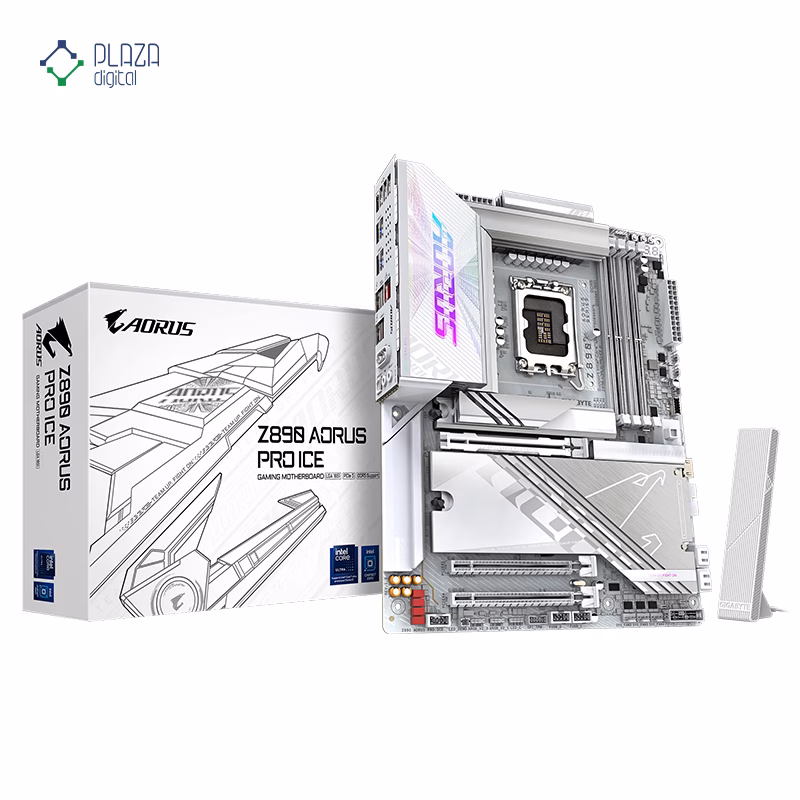 جعبه مادربرد گیگابایت مدل Z890 AORUS PRO ICE D5 پلازا دیجیتال