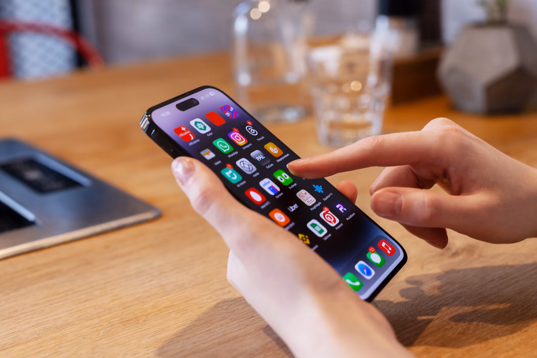 person using an iphone smartphone