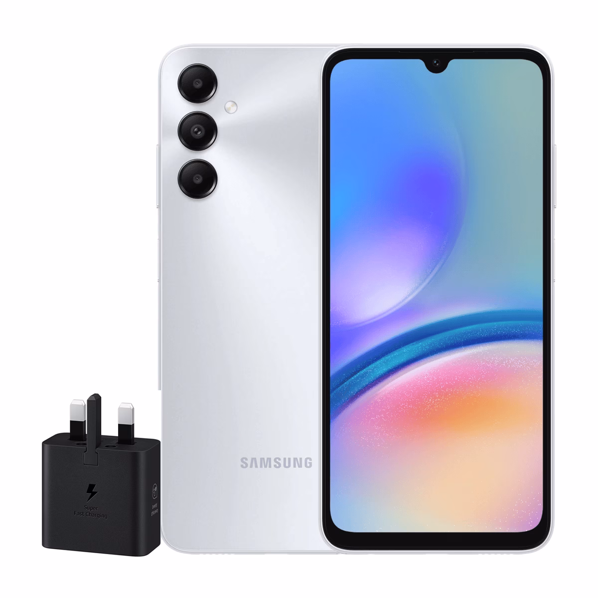 گوشی موبایل سامسونگ مدل Galaxy A05s ظرفیت 64 گیگابایت رم 4 گیگابایت – چین همراه شارژر 25 وات سامسونگ نقره ای پلازادیجیتال