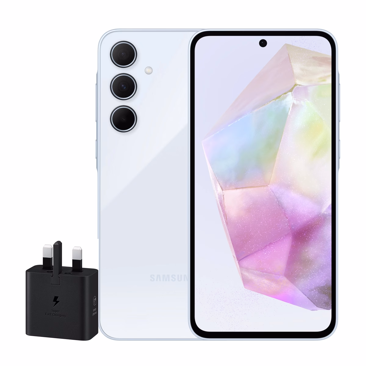 گوشی موبایل سامسونگ مدل Galaxy A35 ظرفیت 128 گیگابایت رم 8 گیگابایت – ویتنام همراه شارژر 25 وات سامسونگ آبی پلازادیجیتال