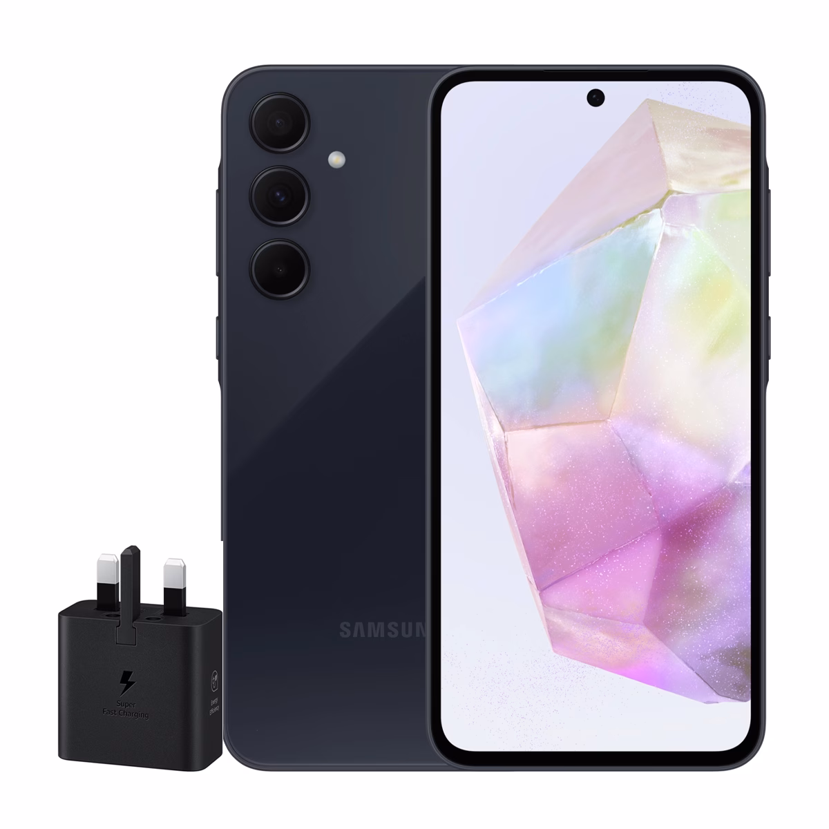 گوشی موبایل سامسونگ مدل Galaxy A35 ظرفیت 128 گیگابایت رم 8 گیگابایت – ویتنام همراه شارژر 25 وات سامسونگ سرمه ای پلازادیجیتال