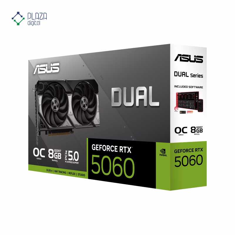 جعبه کارت گرافیک ایسوس مدل Dual GeForce RTX 5060 8GB GDDR7 OC Edition حافظه 8 گیگابایت پلازا دیجیتال