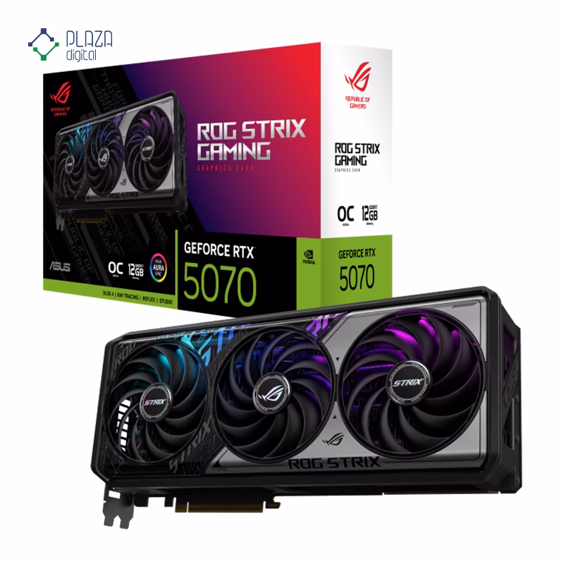 جعبه کارت گرافیک ایسوس مدل ROG Strix GeForce RTX 5070 12GB GDDR7 OC Edition حافظه 12 گیگابایت پلازا دیجیتال