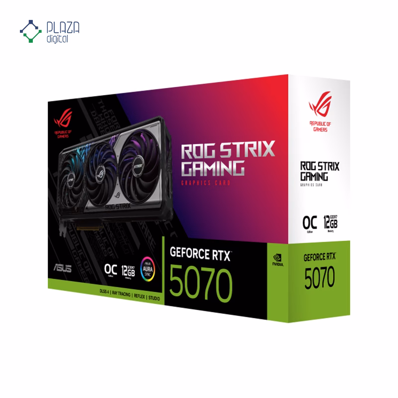 جعبه کارت گرافیک ایسوس مدل ROG Strix GeForce RTX 5070 12GB GDDR7 OC Edition حافظه 12 گیگابایت پلازا دیجیتال