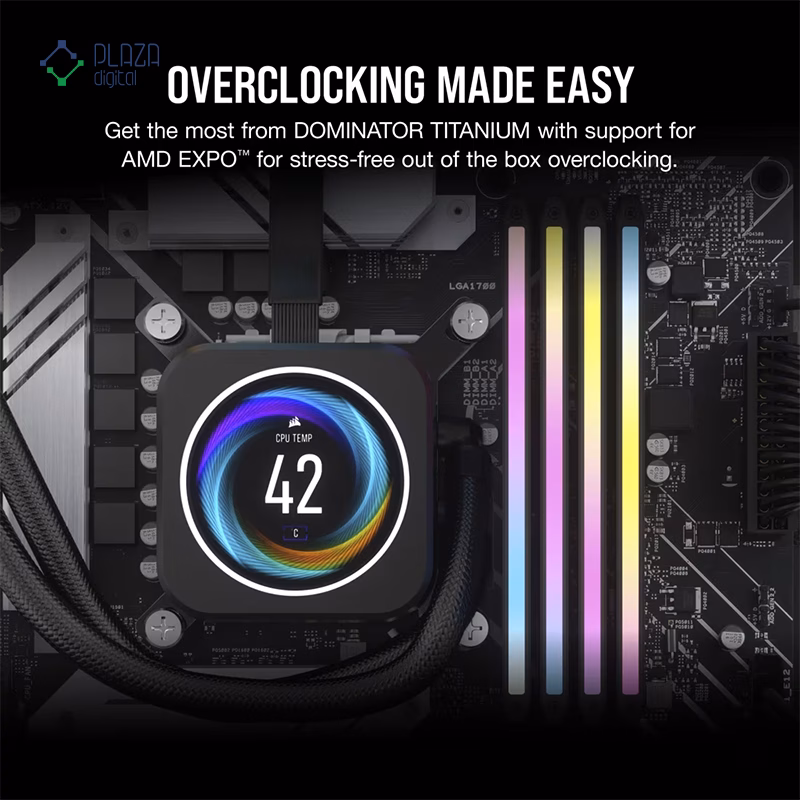 رم کامپیوتر DDR5 کورسیر مدل DOMINATOR TITANIUM RGB AMD EXPO دو کاناله 6000 مگاهرتز CL30 ظرفیت 32 گیگابایت پلازا دیجیتال