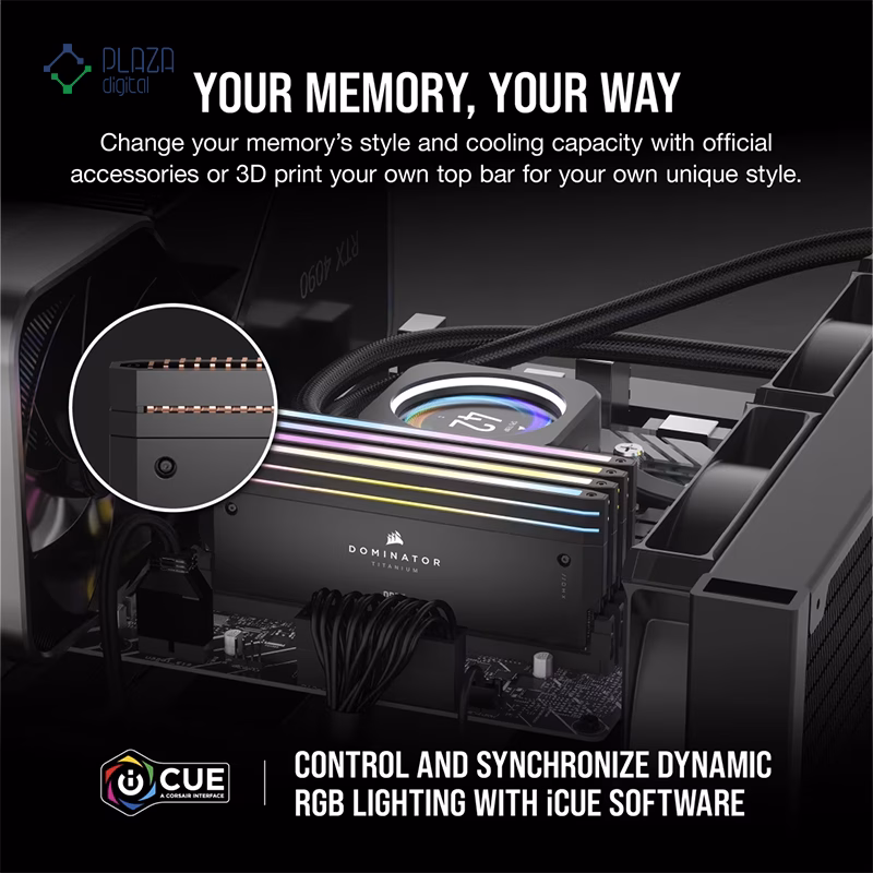 رم کامپیوتر DDR5 کورسیر مدل DOMINATOR TITANIUM RGB دو کاناله 8000 مگاهرتز CL38 ظرفیت 48 گیگابایت پلازا دیجیتال