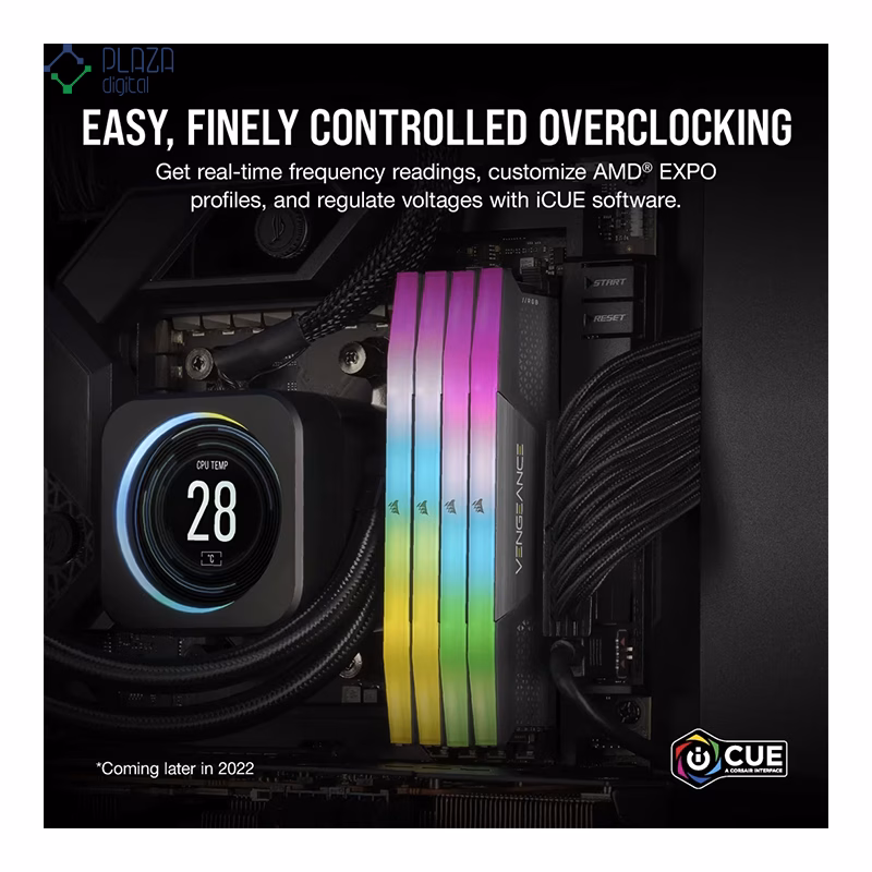 رم کامپیوتر DDR5 کورسیر مدل VENGEANCE RGB AMD EXPO دو کاناله 5200 مگاهرتز CL40 ظرفیت 32 گیگابایت پلازا دیجیتال