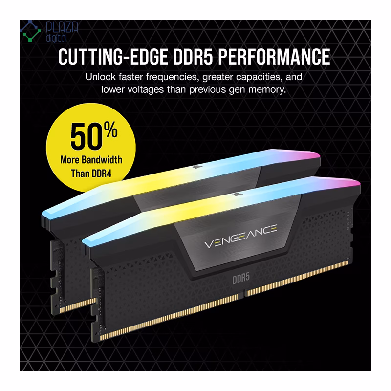رم کامپیوتر DDR5 کورسیر مدل VENGEANCE RGB دو کاناله 6400 مگاهرتز CL36 ظرفیت 32 گیگابایت پلازا دیجیتال