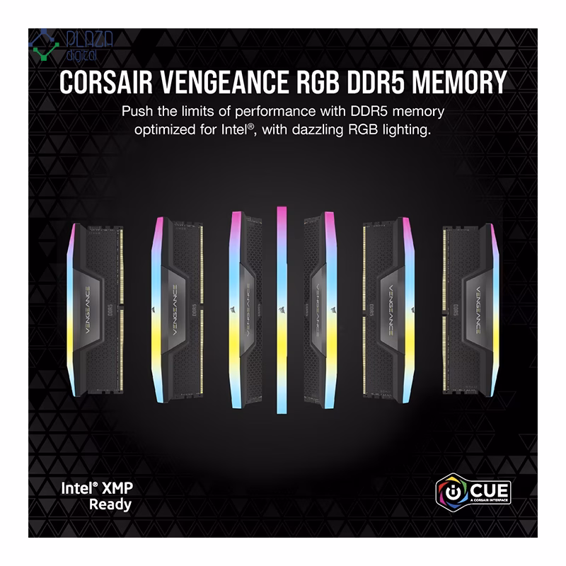 رم کامپیوتر DDR5 کورسیر مدل VENGEANCE RGB دو کاناله 6400 مگاهرتز CL36 ظرفیت 32 گیگابایت پلازا دیجیتال