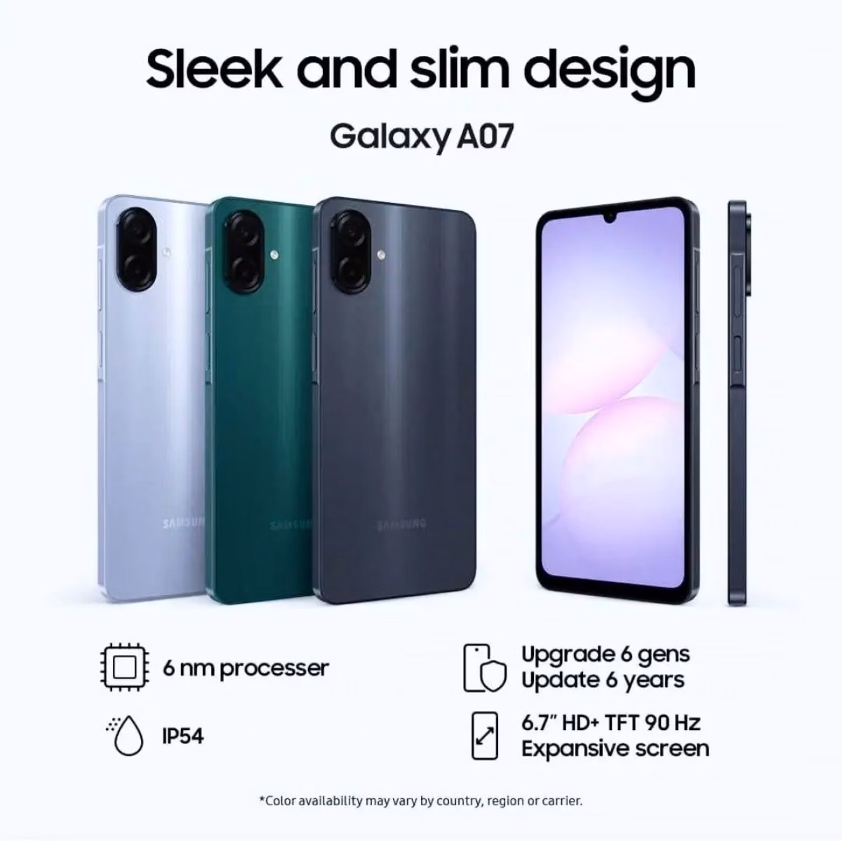 مشخصات گوشی A07 سامسونگ