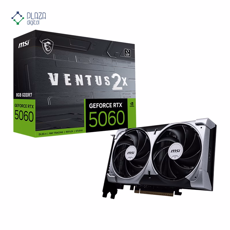 جعبه کارت گرافیک ام اس آی مدل GeForce RTX 5060 8G VENTUS 2X حافظه 8 گیگابایت پلازا دیجیتال