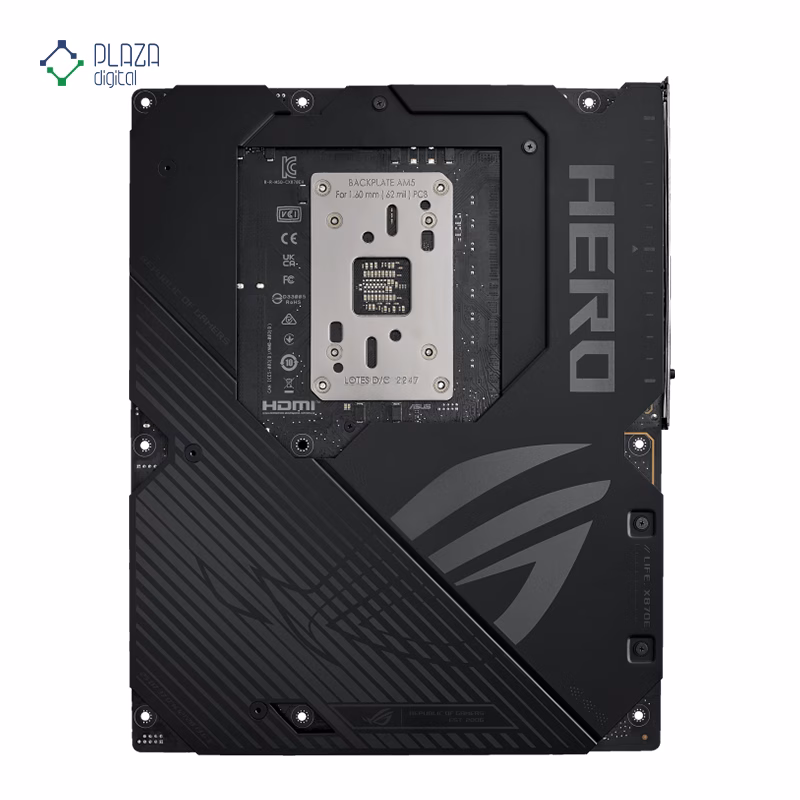 نمای پشت مادربرد ایسوس مدل ROG CROSSHAIR X870E HERO D5 پلازا دیجیتال