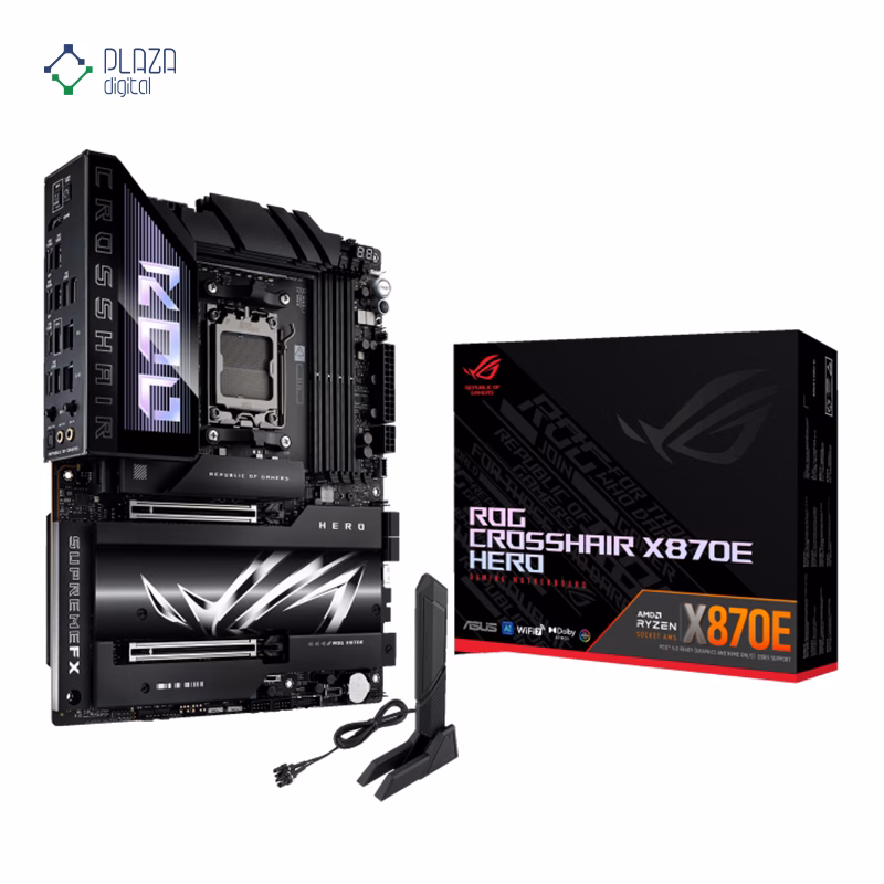 جعبه مادربرد ایسوس مدل ROG CROSSHAIR X870E HERO D5 پلازا دیجیتال