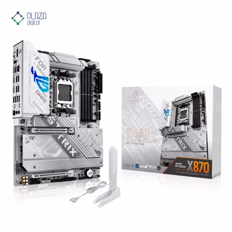 محتویات جعبه مادربرد ایسوس مدل ROG STRIX X870-A GAMING WIFI D5 پلازا دیجیتال