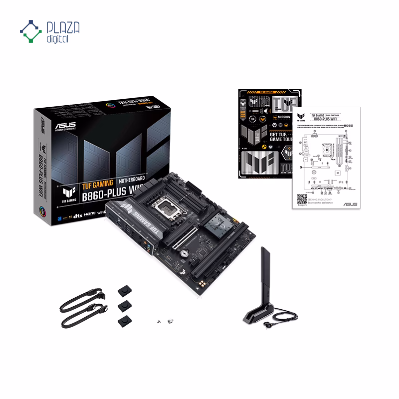 محتویات جعبه مادربرد ایسوس مدل TUF GAMING B860-PLUS WIFI D5 پلازا دیجیتال