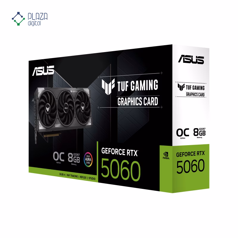 جعبه کارت گرافیک ایسوس مدل TUF Gaming GeForce RTX 5060 8GB GDDR7 OC Edition حافظه 8 گیگابایت پلازا دیجیتال