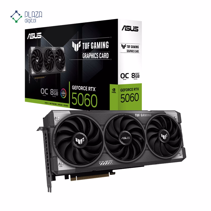 جعبه کارت گرافیک ایسوس مدل TUF Gaming GeForce RTX 5060 8GB GDDR7 OC Edition حافظه 8 گیگابایت پلازا دیجیتال