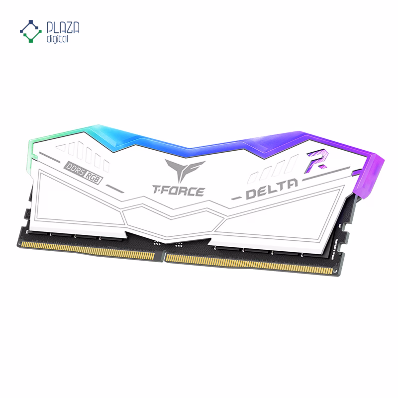 رم کامپیوتر DDR5 تیم گروپ مدل T-Force Delta RGB دو کاناله 5600 مگاهرتز CL38 ظرفیت 32 گیگابایت رنگ سفید پلازا دیجیتال