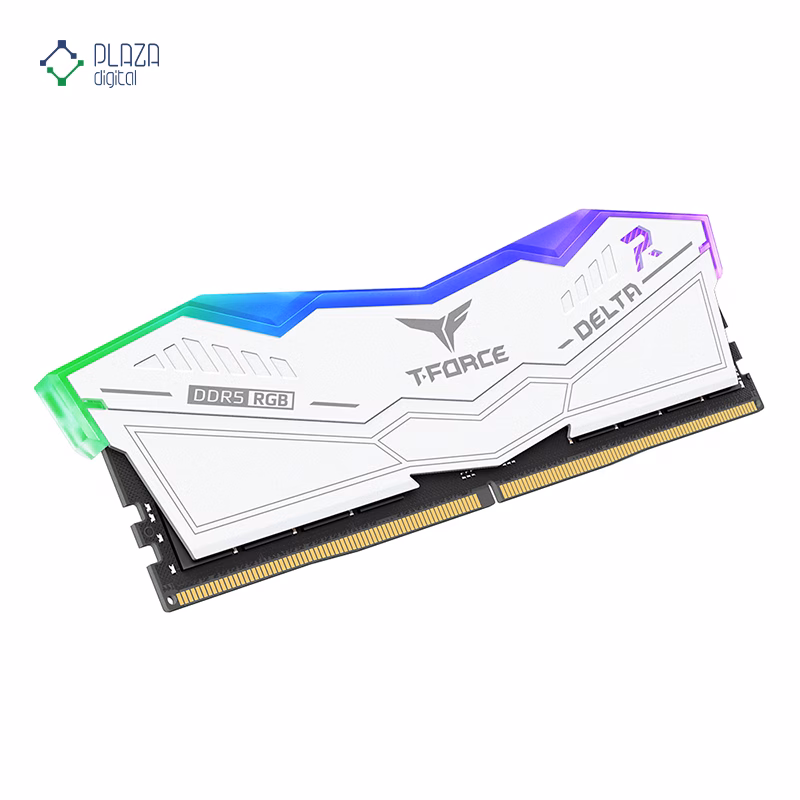 رم کامپیوتر DDR5 تیم گروپ مدل T-Force Delta RGB دو کاناله 5600 مگاهرتز CL38 ظرفیت 32 گیگابایت رنگ سفید پلازا دیجیتال