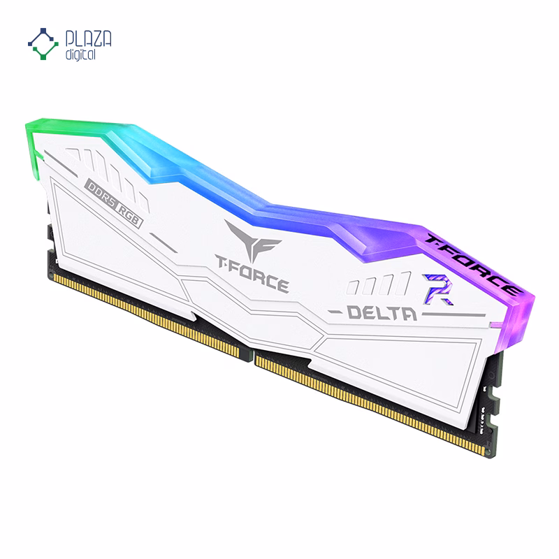 رم کامپیوتر DDR5 تیم گروپ مدل T-Force Delta RGB دو کاناله 5600 مگاهرتز CL38 ظرفیت 32 گیگابایت رنگ سفید پلازا دیجیتال